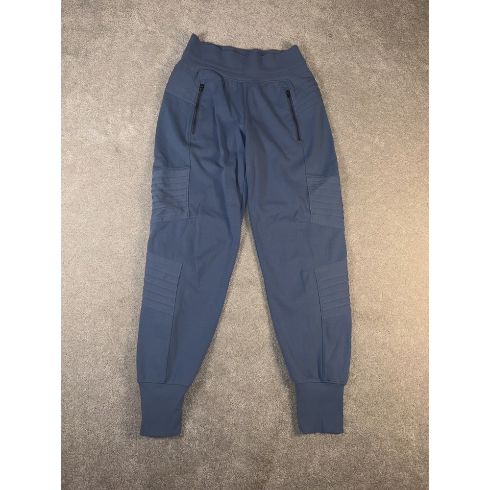 Athleta Venice Moto Jogger Pants Womens Medium Blue Athleisure Yoga Travel Xs